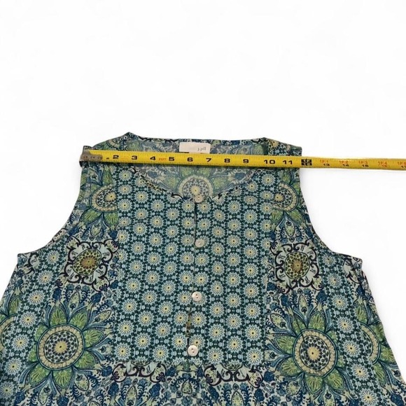 J. Jill Sleeveless Top Women XS Blue Green Excellent Mandala Geometric Rayon - Picture 4 of 8